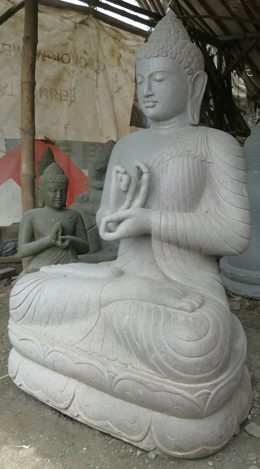  Product image 4 of the product “Seated Buddha made of Riverstone in Dharmachakra gesture of wheel of the teaching of the Dharma, H.135 cm. ”